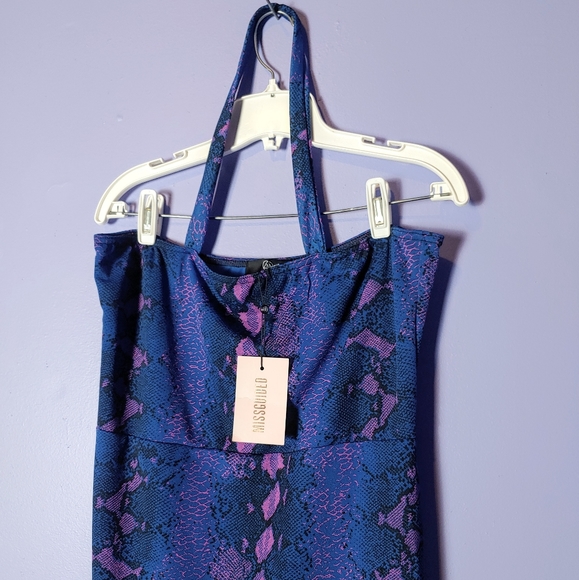 NWT Missguided blue snake bodycon midi dress - Picture 2 of 5